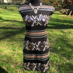 Black sequin pattern cocktail dress EUC!!